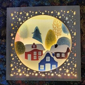 Illuminated Holiday Village Scene Wall Decor